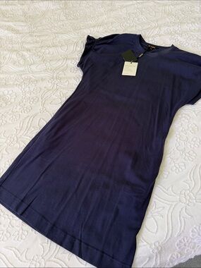 Navy Short Sleeve Shift Dress